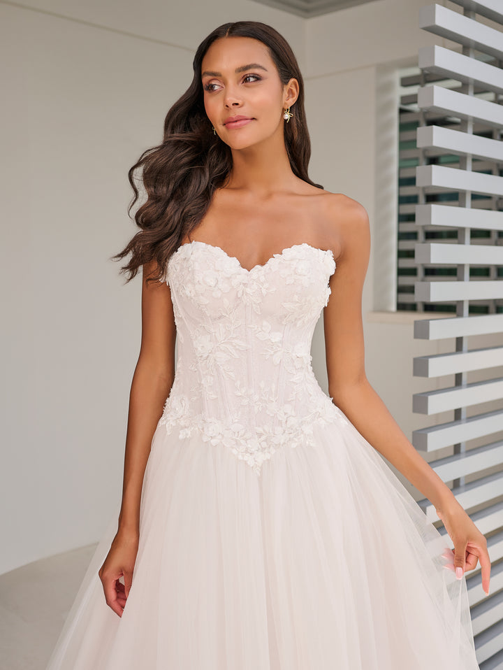 Tulle Strapless Bridal Ball Gown by Adrianna Papell 31324