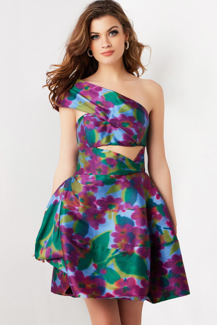 Print One Shoulder A-line Dress by Jovani 34408