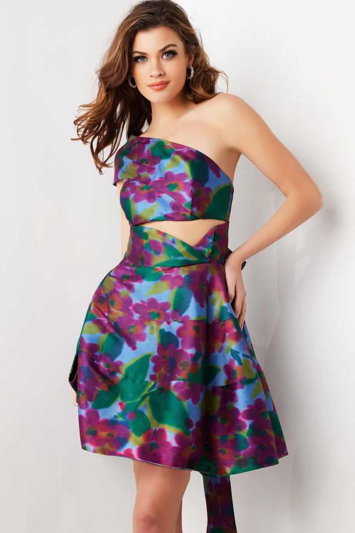 Print One Shoulder A-line Dress by Jovani 34408