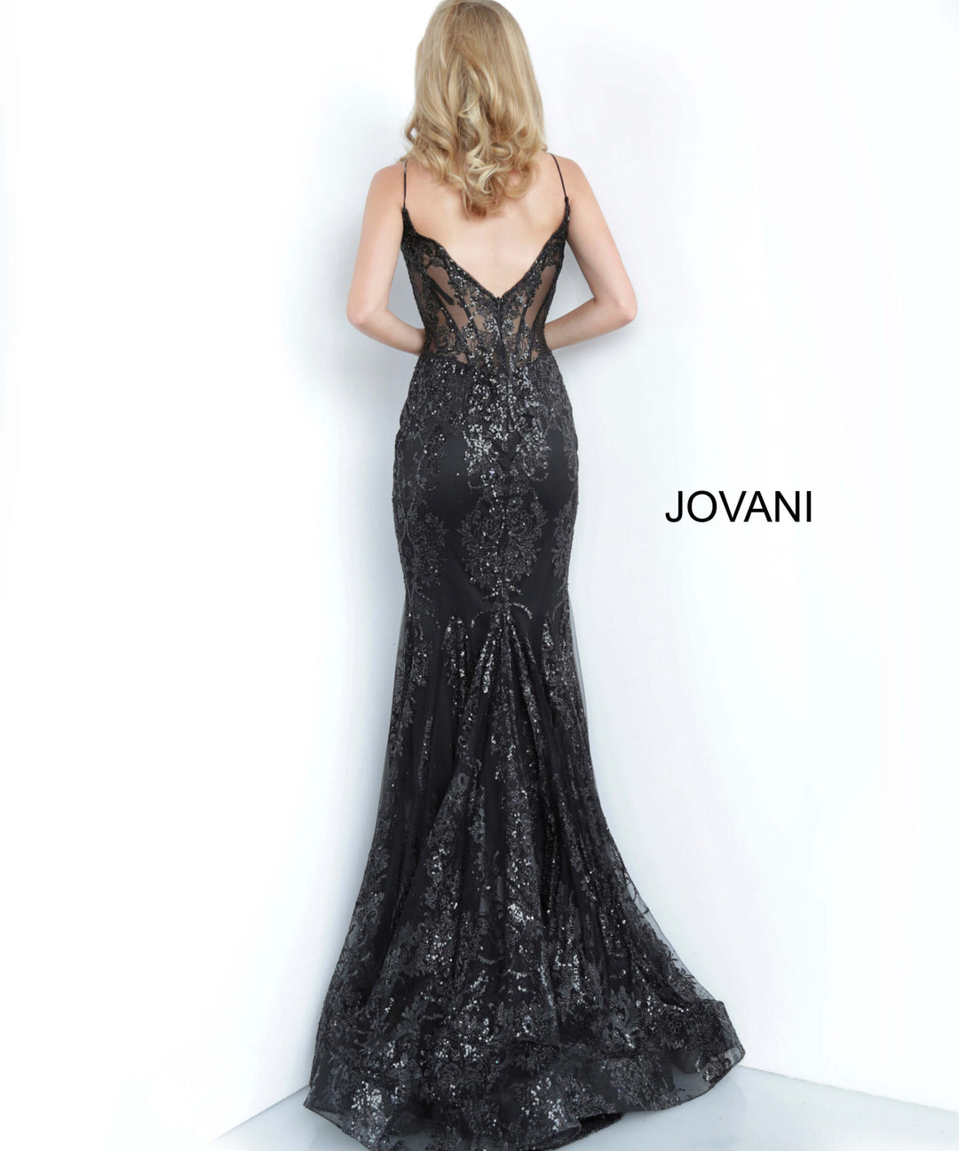 Glitter Print Fitted Sleeveless Gown by Jovani 3675