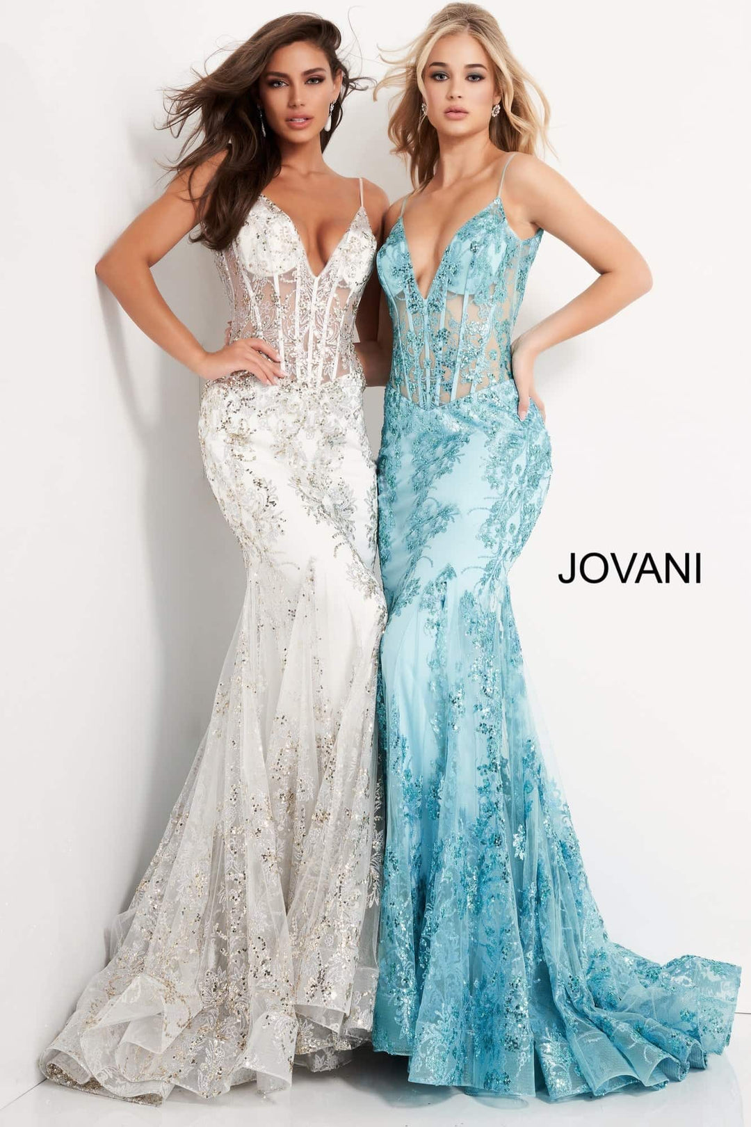 Glitter Print Fitted Sleeveless Gown by Jovani 3675