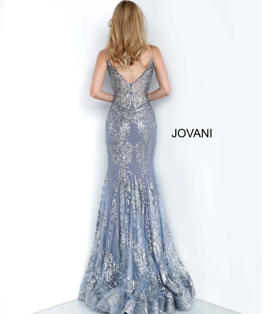 Glitter Print Fitted Sleeveless Gown by Jovani 3675