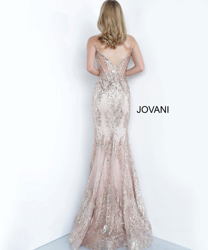 Glitter Print Fitted Sleeveless Gown by Jovani 3675