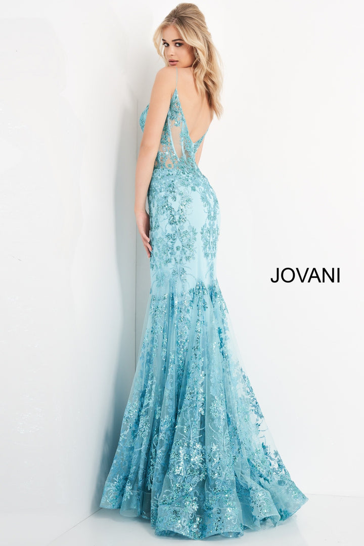 Glitter Print Fitted Sleeveless Gown by Jovani 3675