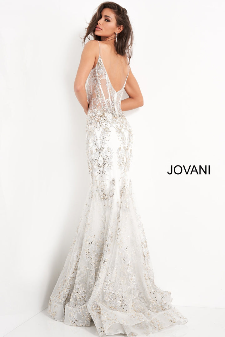 Glitter Print Fitted Sleeveless Gown by Jovani 3675