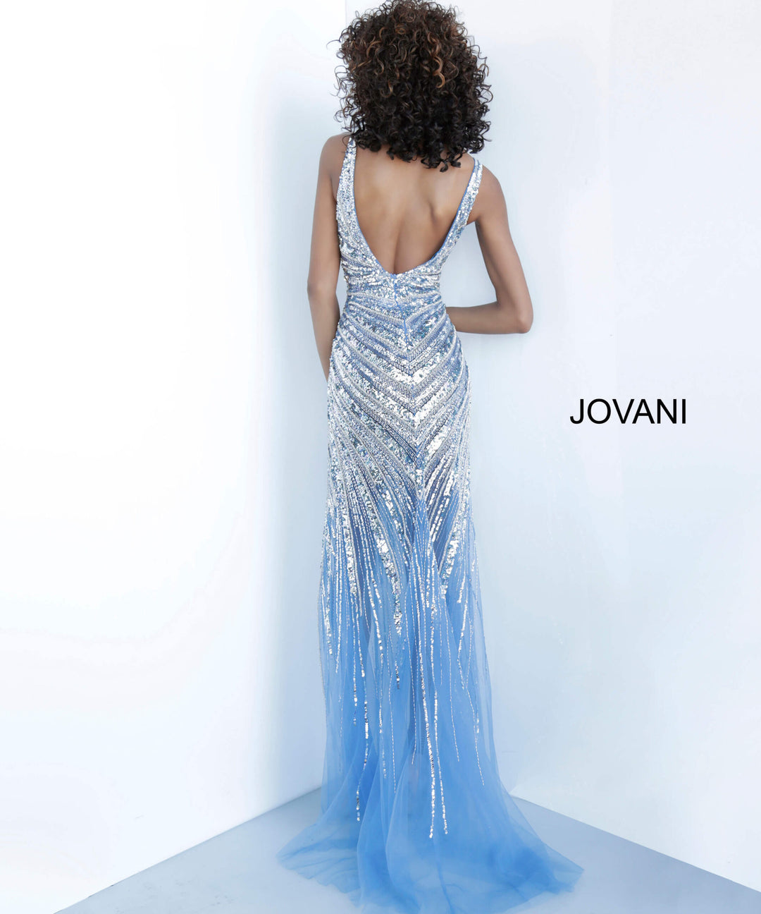 Embellished Fitted V-Neck Slit Gown by Jovani 3686