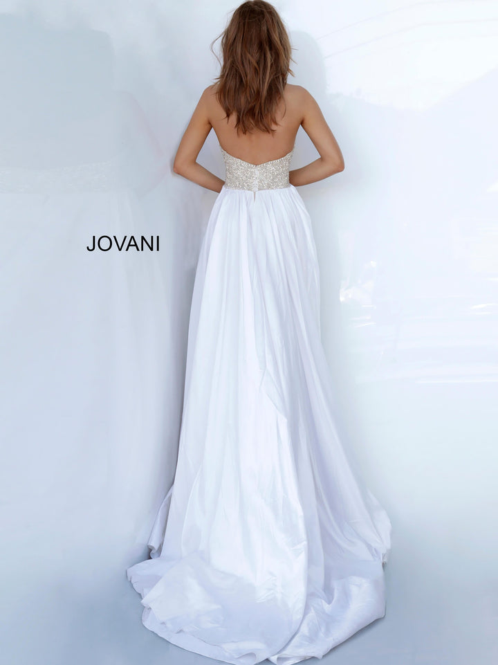 Beaded Halter Overskirt Gown by Jovani 3698