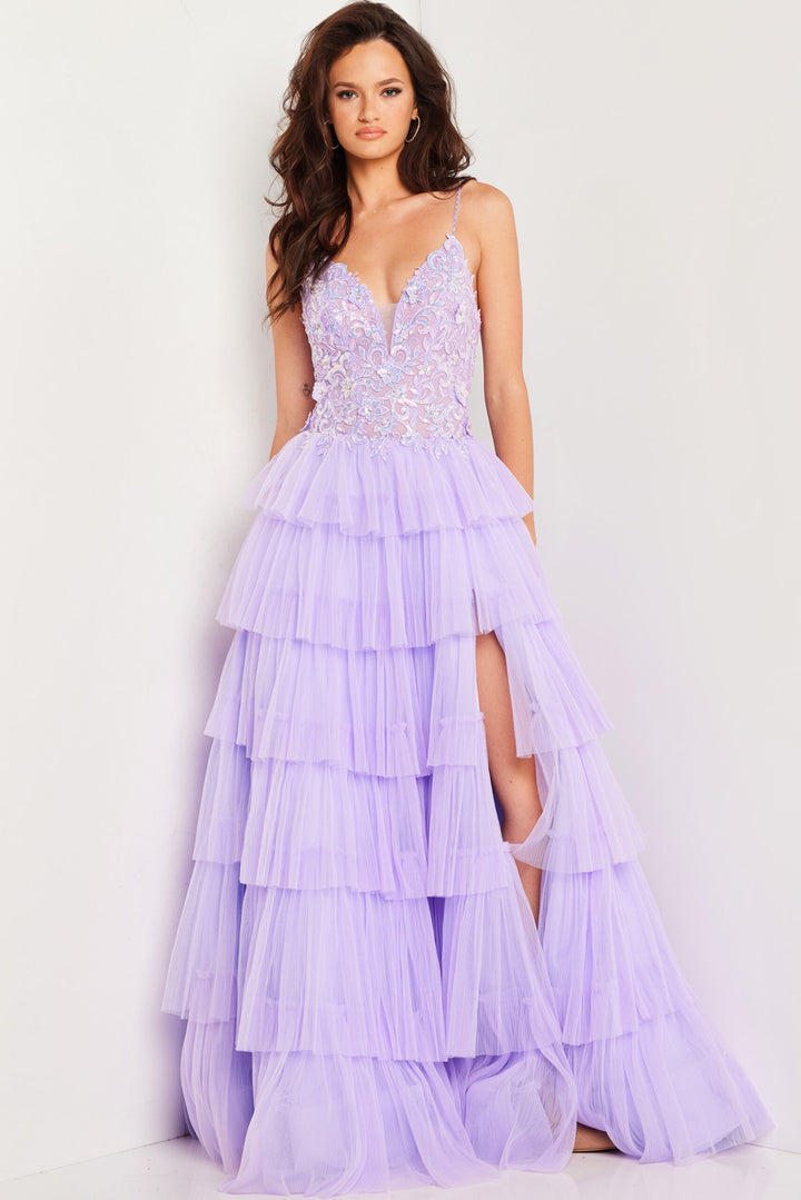 Sleeveless A-line Layered Slit Gown by Jovani 37190