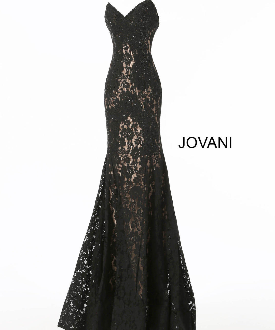 Lace Strapless Mermaid Dress by Jovani 37334