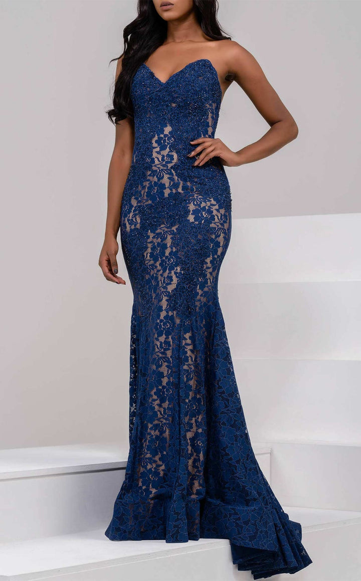 Lace Strapless Mermaid Dress by Jovani 37334