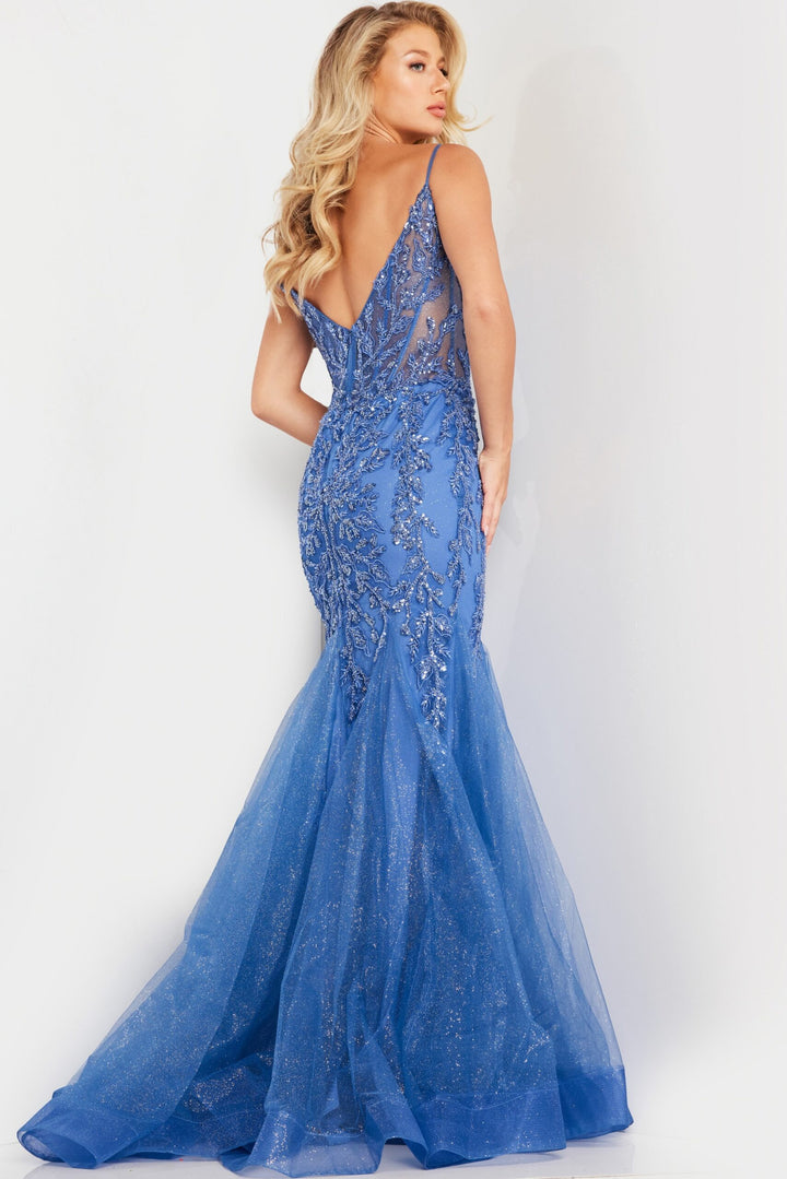 Beaded Fitted Sheer V-Neck Gown by Jovani 37416