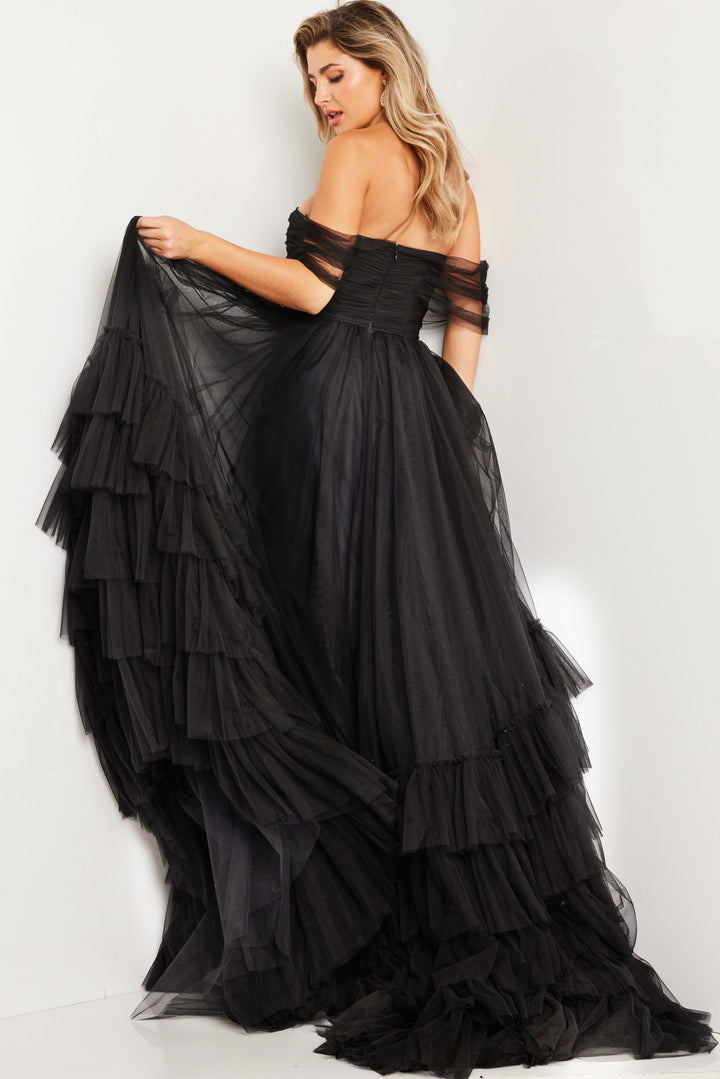 Off Shoulder A-line Tiered Gown by Jovani 37608