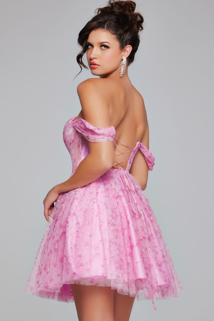 Tulle Short Off Shoulder A-line Dress by Jovani 38000