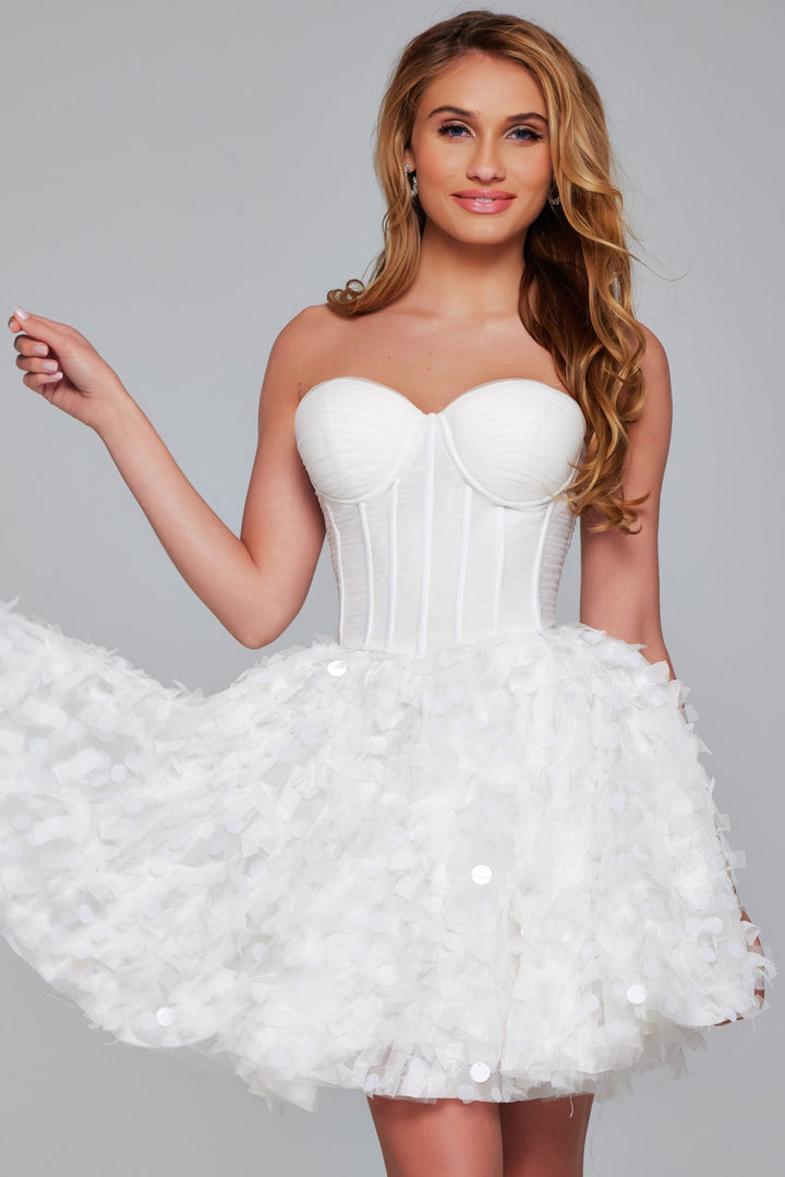 Tulle Short Strapless A-line Corset Dress by Jovani 38248