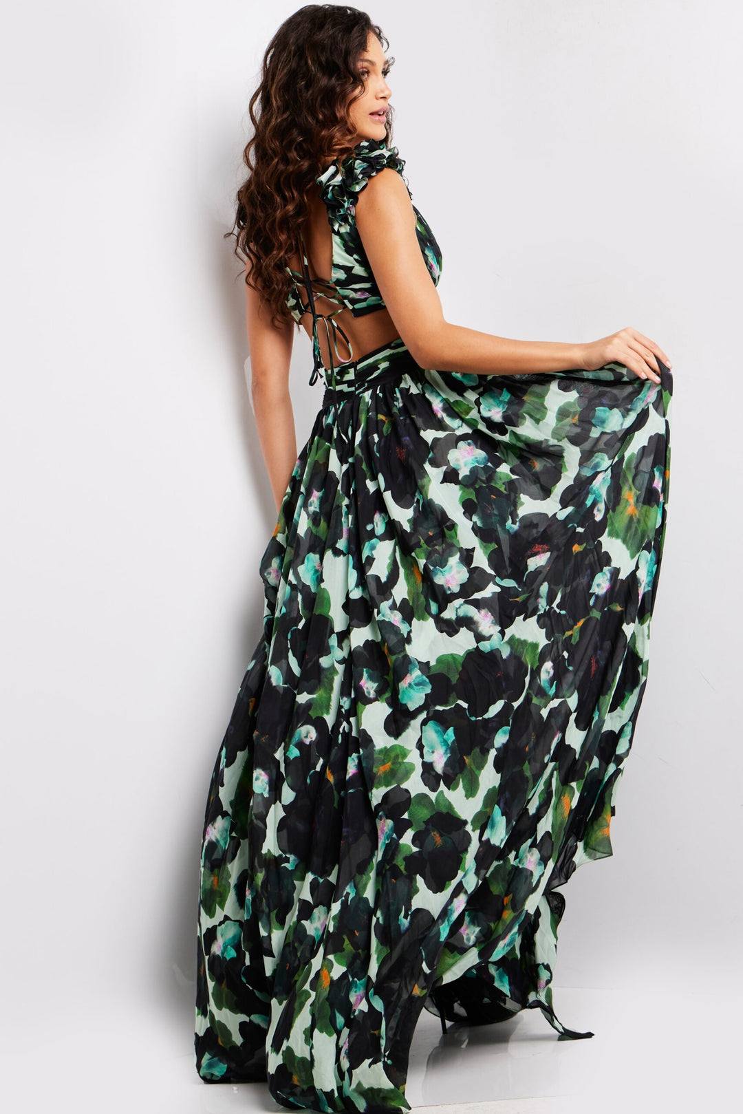 Print Sleeveless A-line Slit Gown by Jovani 39420