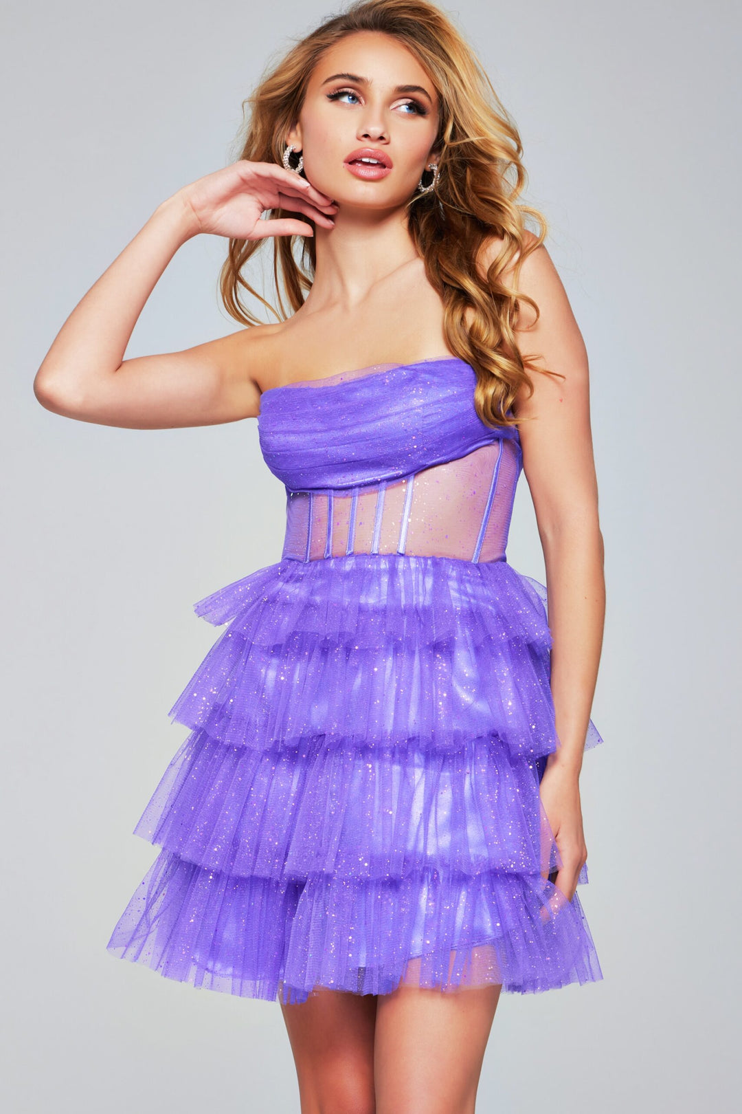 Tulle Short Strapless A-line Dress by Jovani 39666