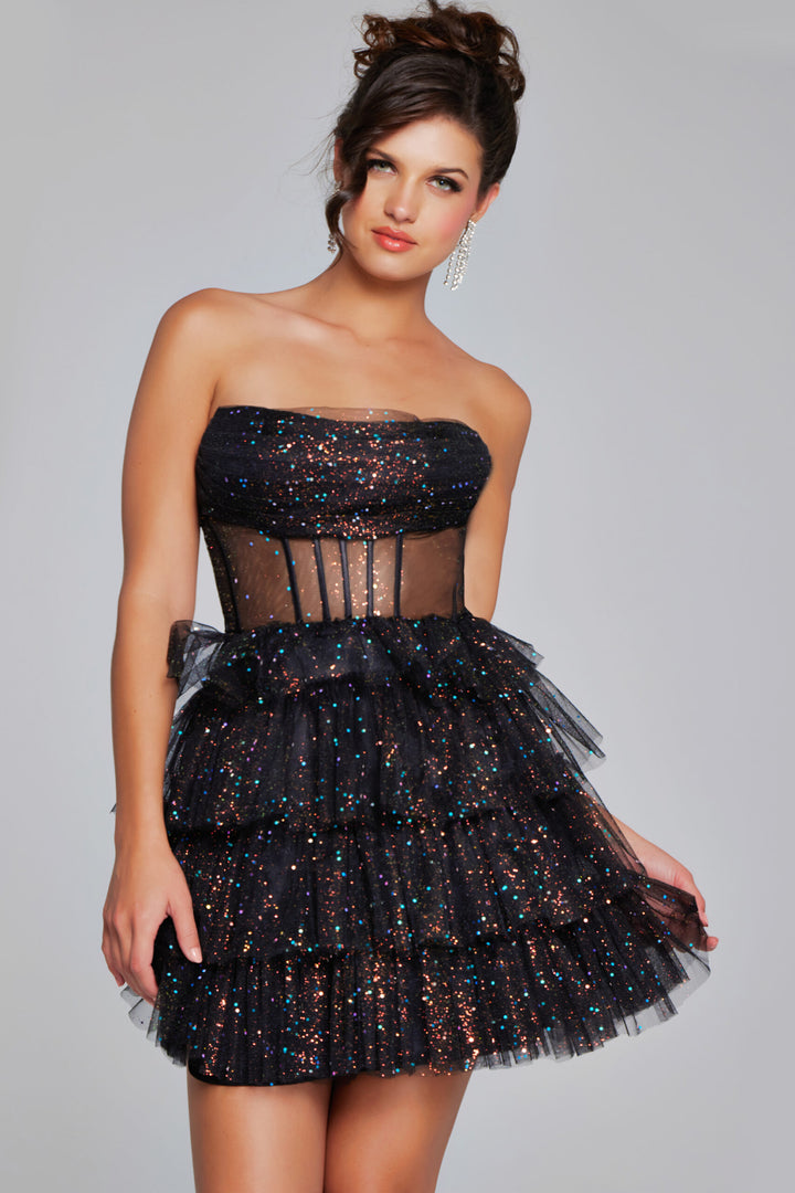 Tulle Short Strapless A-line Dress by Jovani 39666