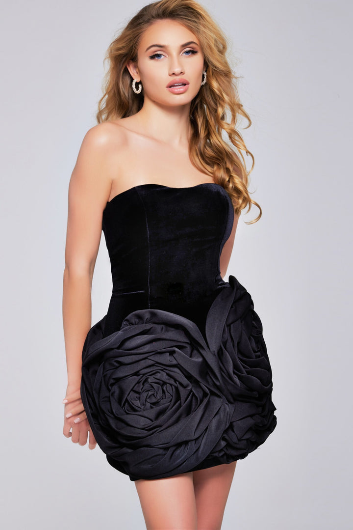 Rosette Fitted Short Strapless Dress by Jovani 39848