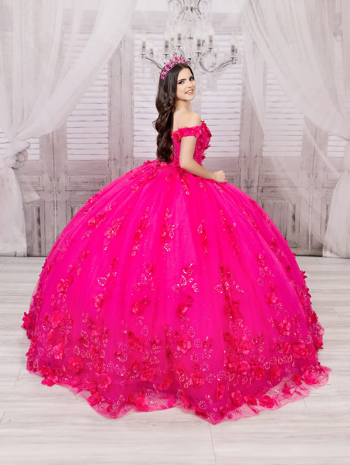 3D Butterfly Cape Quinceanera Dress by House of Wu 26046