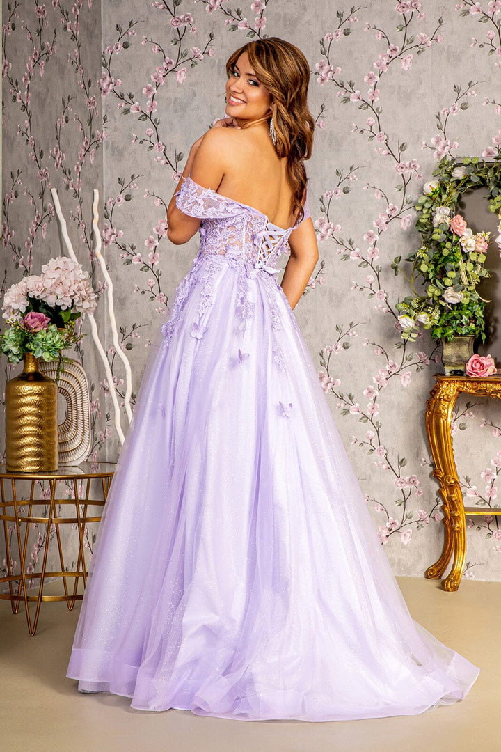 3D Butterfly Off Shoulder Corset Gown by GLS Gloria GL3296