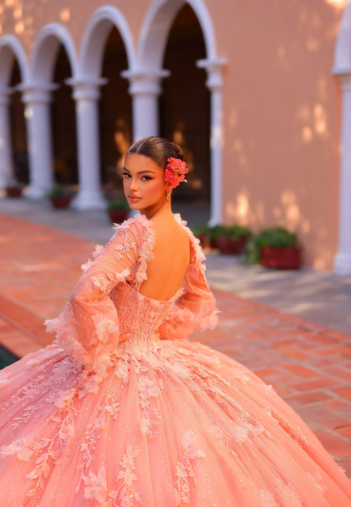 3D Floral Bell Sleeve Quinceanera Dress by Amarra 54290