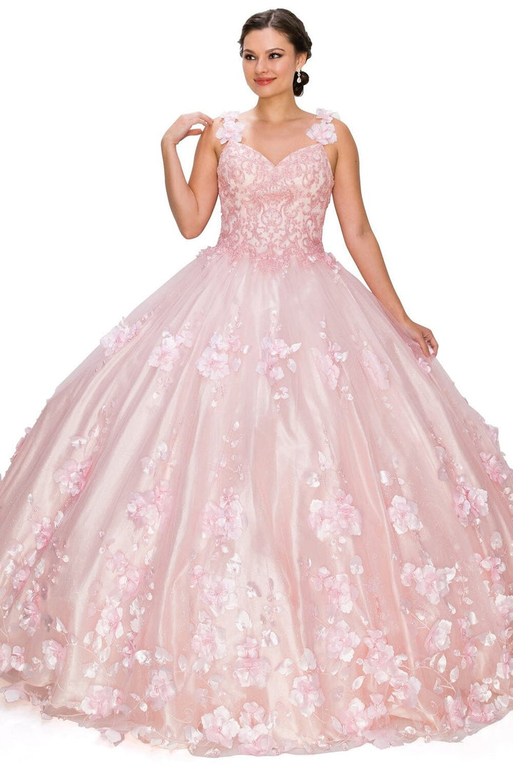 3D Floral Cape Ball Gown by Cinderella Couture 8030J