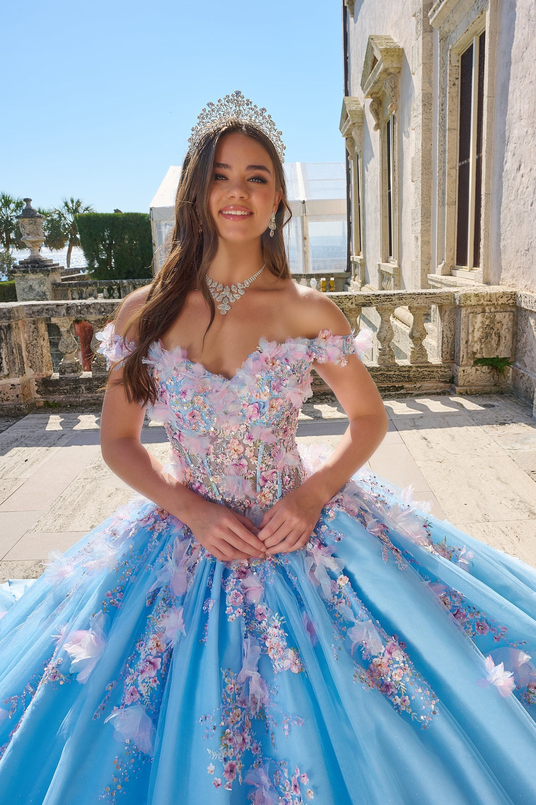 3D Floral Off Shoulder Quinceanera Dress by Amarra 54228