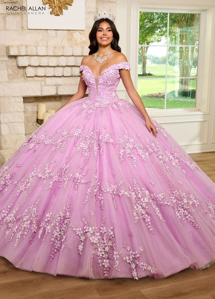 3D Floral Off Shoulder Quinceanera Dress by Rachel Allan RQ1134