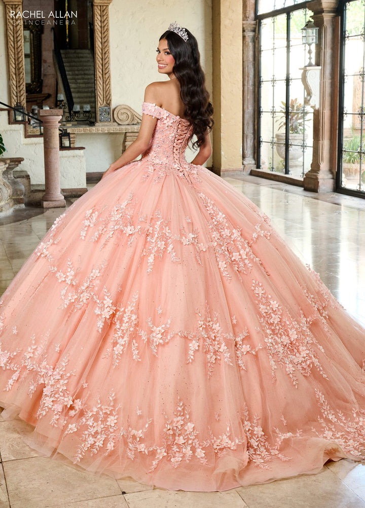 3D Floral Off Shoulder Quinceanera Dress by Rachel Allan RQ1134