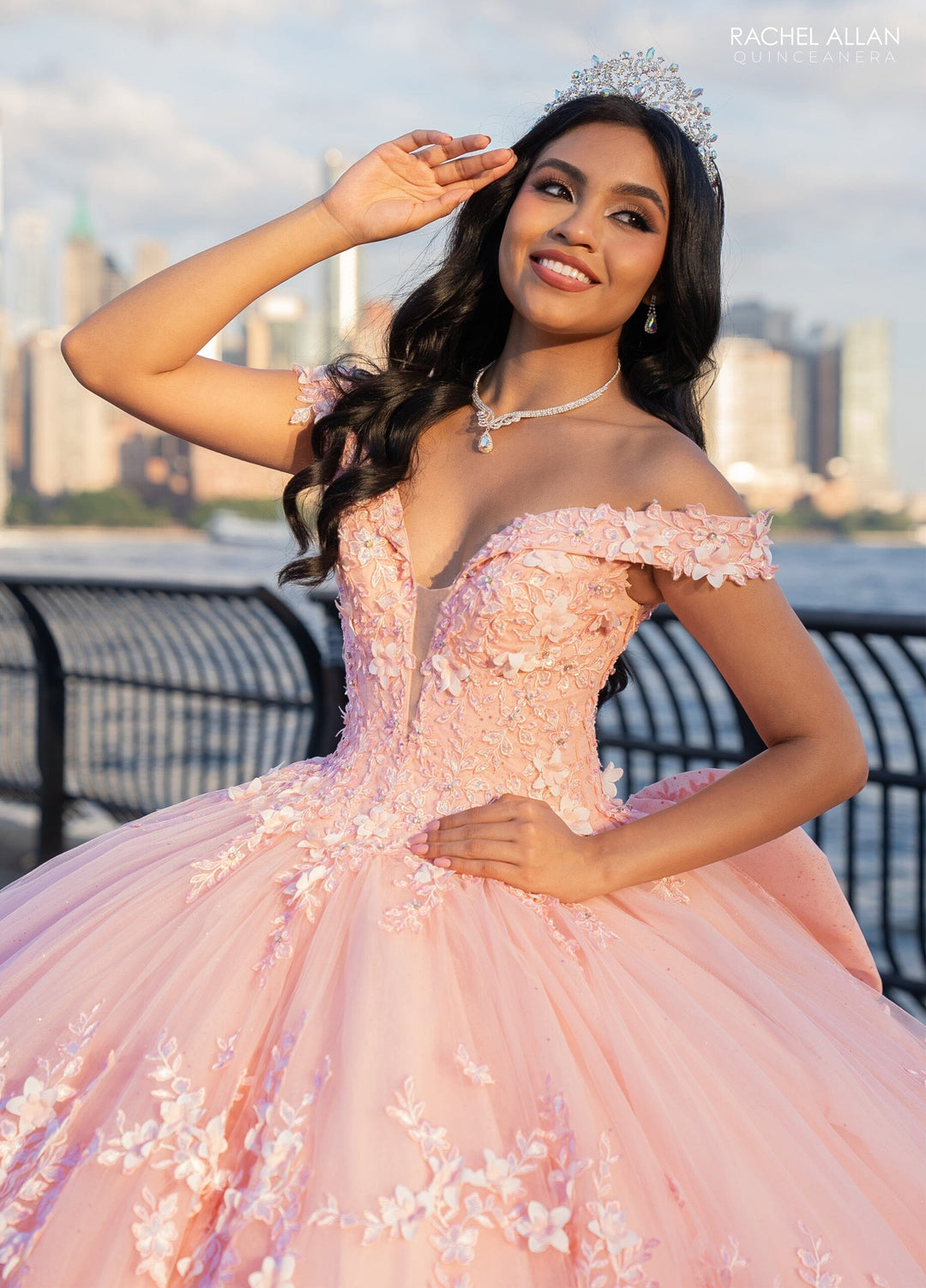 3D Floral Off Shoulder Quinceanera Dress by Rachel Allan RQ1134