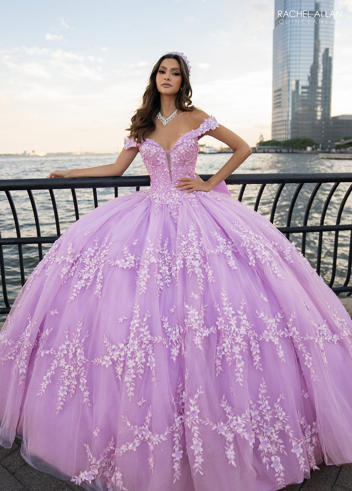 3D Floral Off Shoulder Quinceanera Dress by Rachel Allan RQ1134