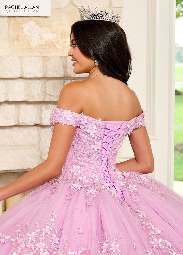 3D Floral Off Shoulder Quinceanera Dress by Rachel Allan RQ1134