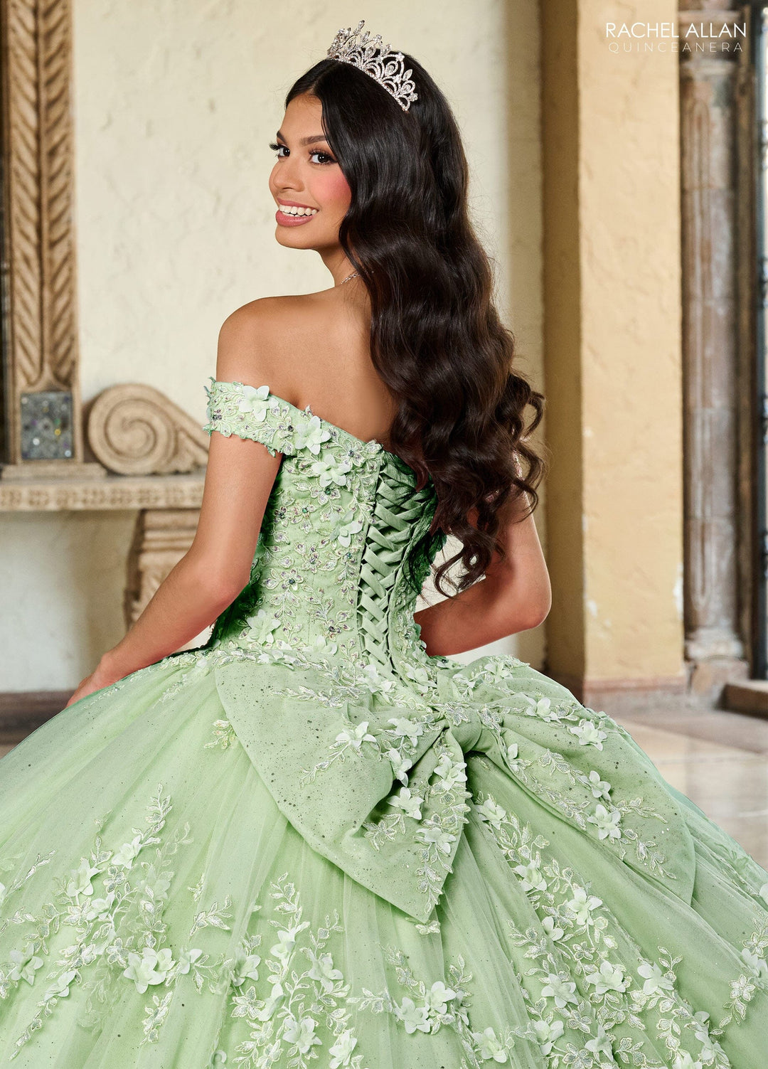 3D Floral Off Shoulder Quinceanera Dress by Rachel Allan RQ1134