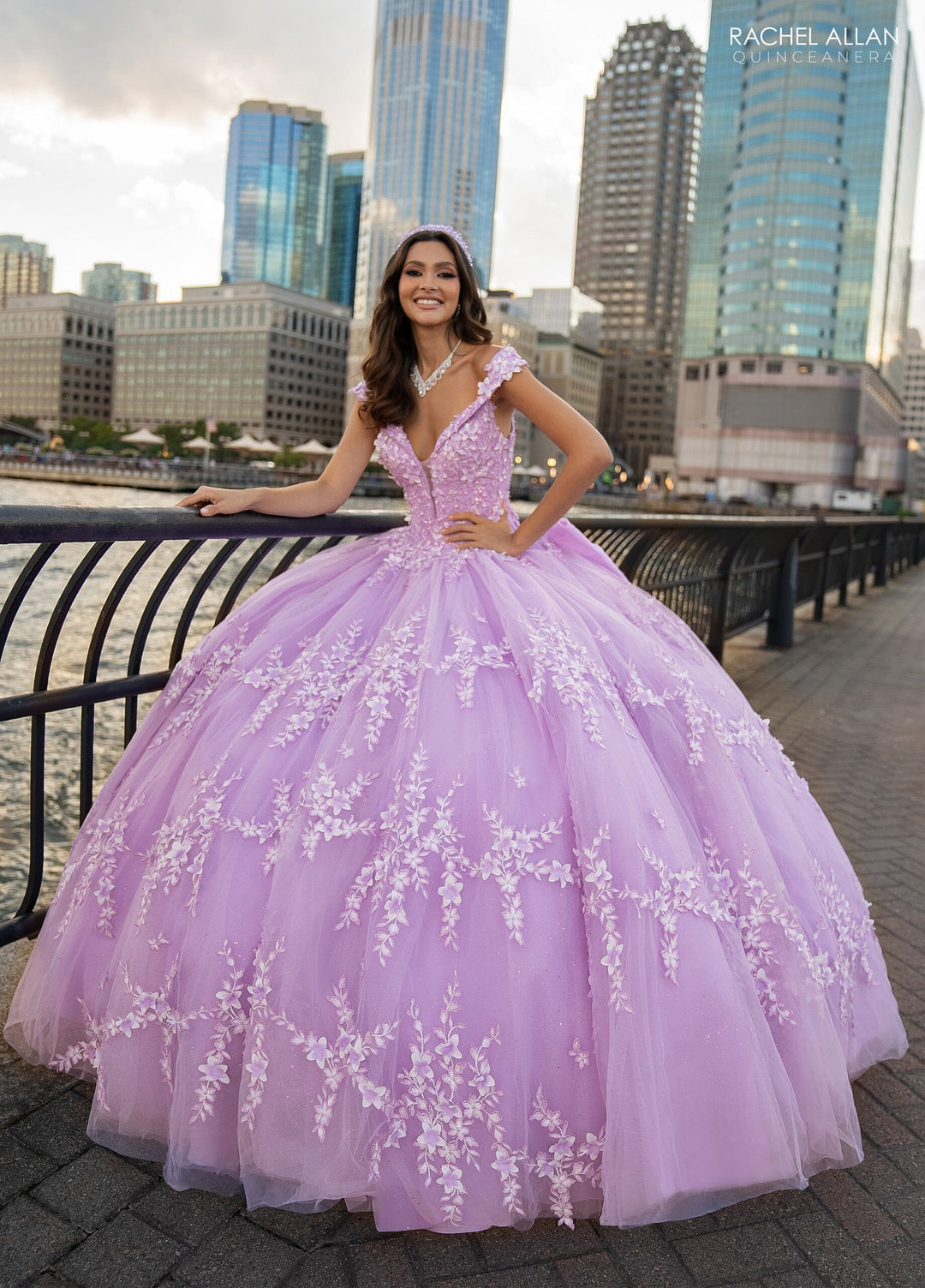 3D Floral Off Shoulder Quinceanera Dress by Rachel Allan RQ1134