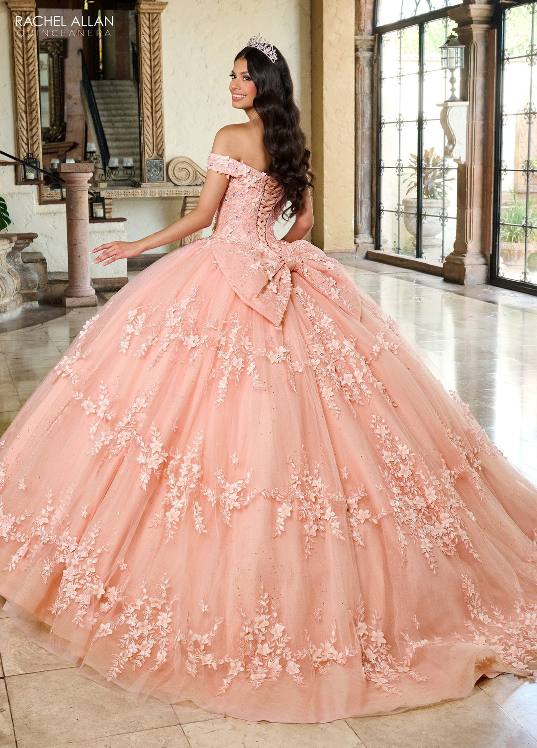 3D Floral Off Shoulder Quinceanera Dress by Rachel Allan RQ1134