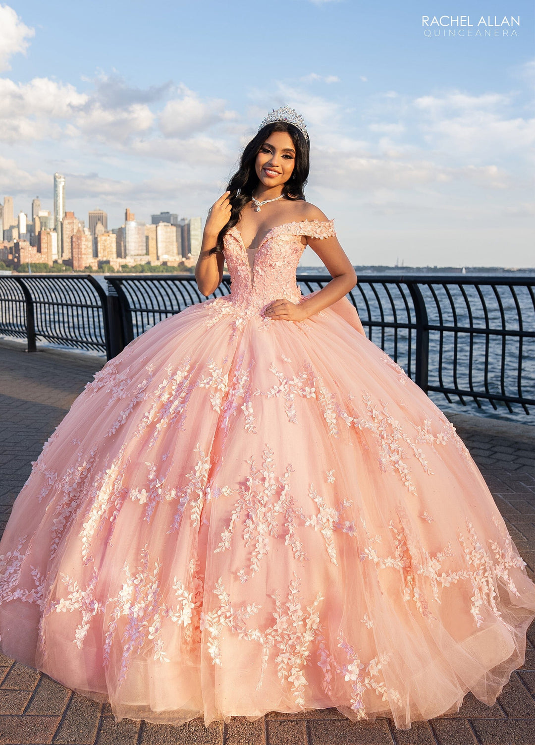 3D Floral Off Shoulder Quinceanera Dress by Rachel Allan RQ1134