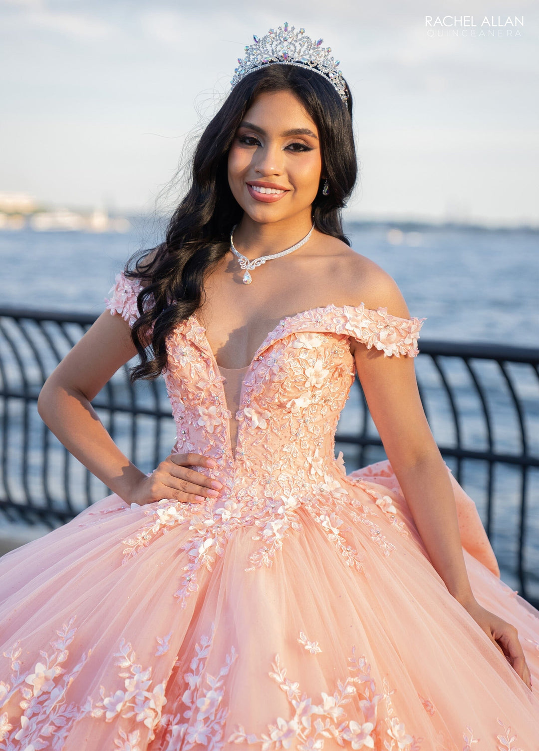 3D Floral Off Shoulder Quinceanera Dress by Rachel Allan RQ1134