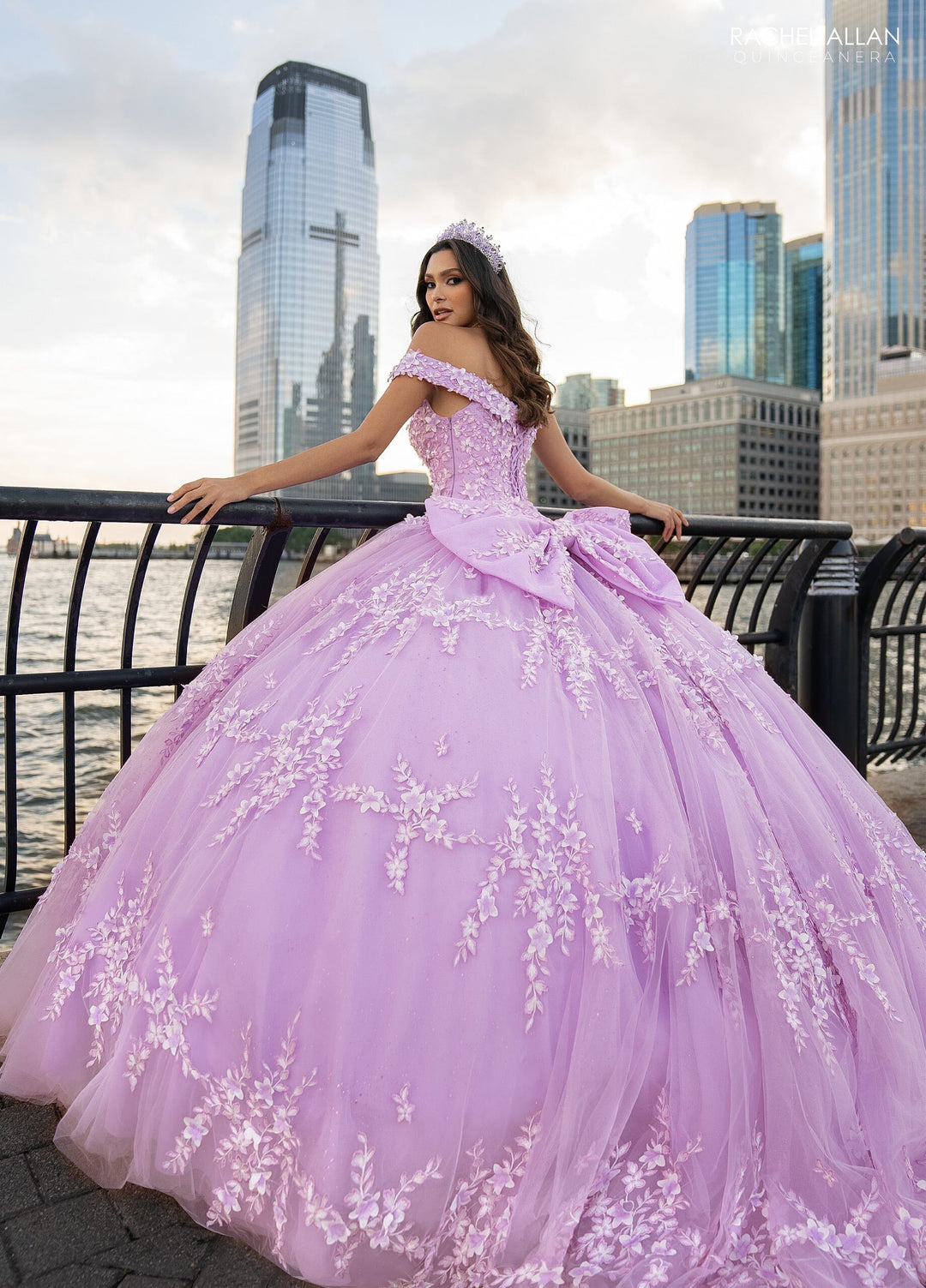 3D Floral Off Shoulder Quinceanera Dress by Rachel Allan RQ1134