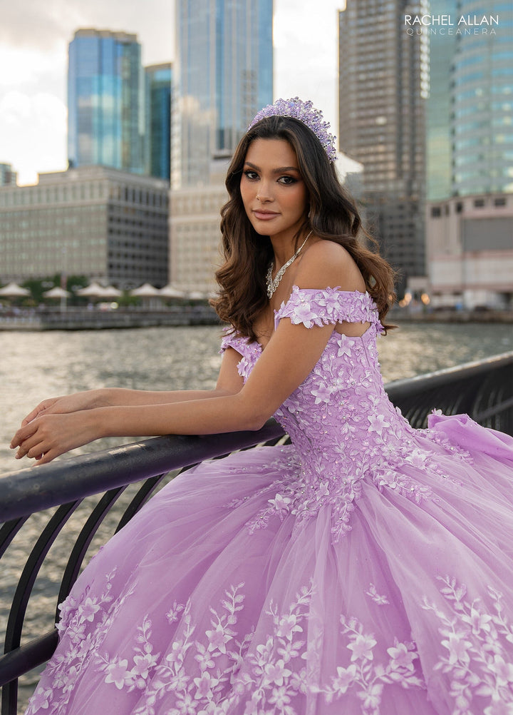 3D Floral Off Shoulder Quinceanera Dress by Rachel Allan RQ1134