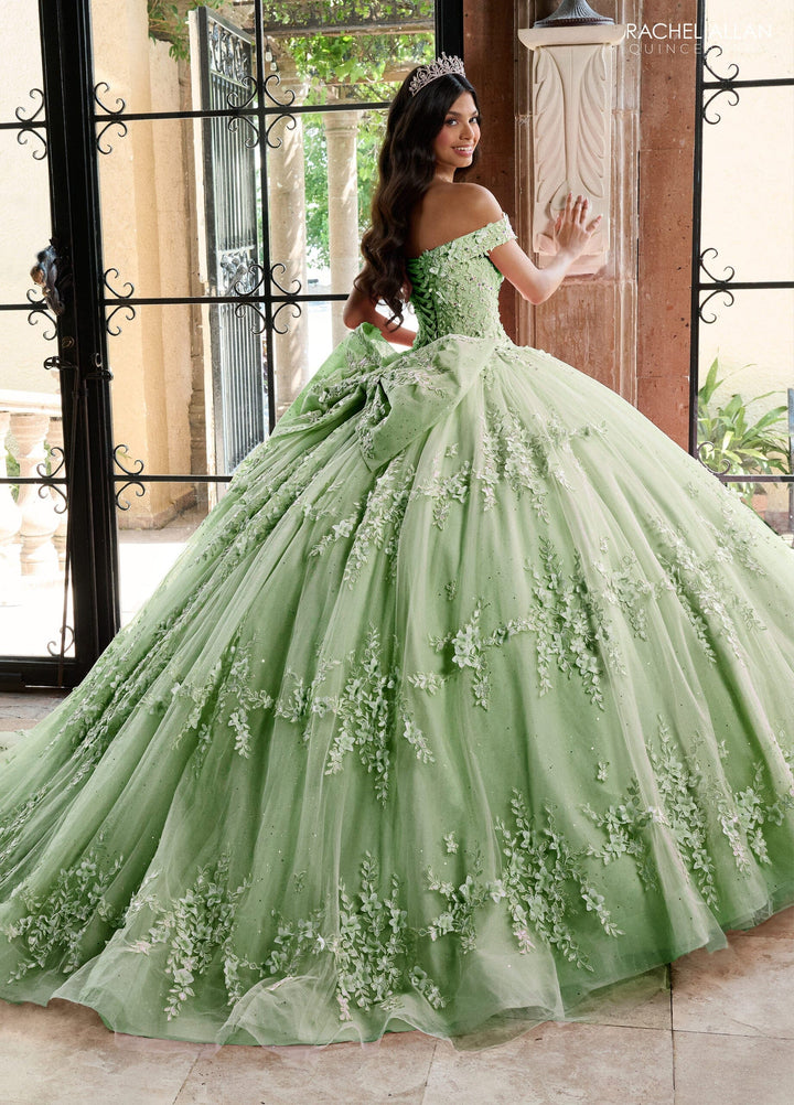 3D Floral Off Shoulder Quinceanera Dress by Rachel Allan RQ1134