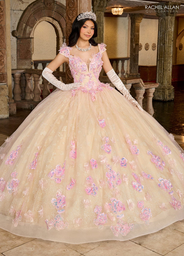 3D Floral Off Shoulder Quinceanera Dress by Rachel Allan RQ2190