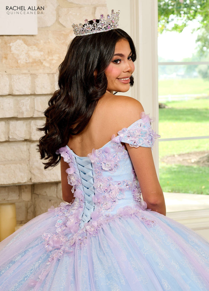 3D Floral Off Shoulder Quinceanera Dress by Rachel Allan RQ2190