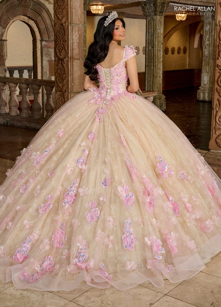 3D Floral Off Shoulder Quinceanera Dress by Rachel Allan RQ2190