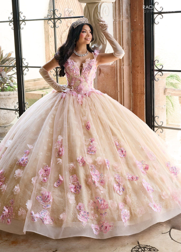 3D Floral Off Shoulder Quinceanera Dress by Rachel Allan RQ2190