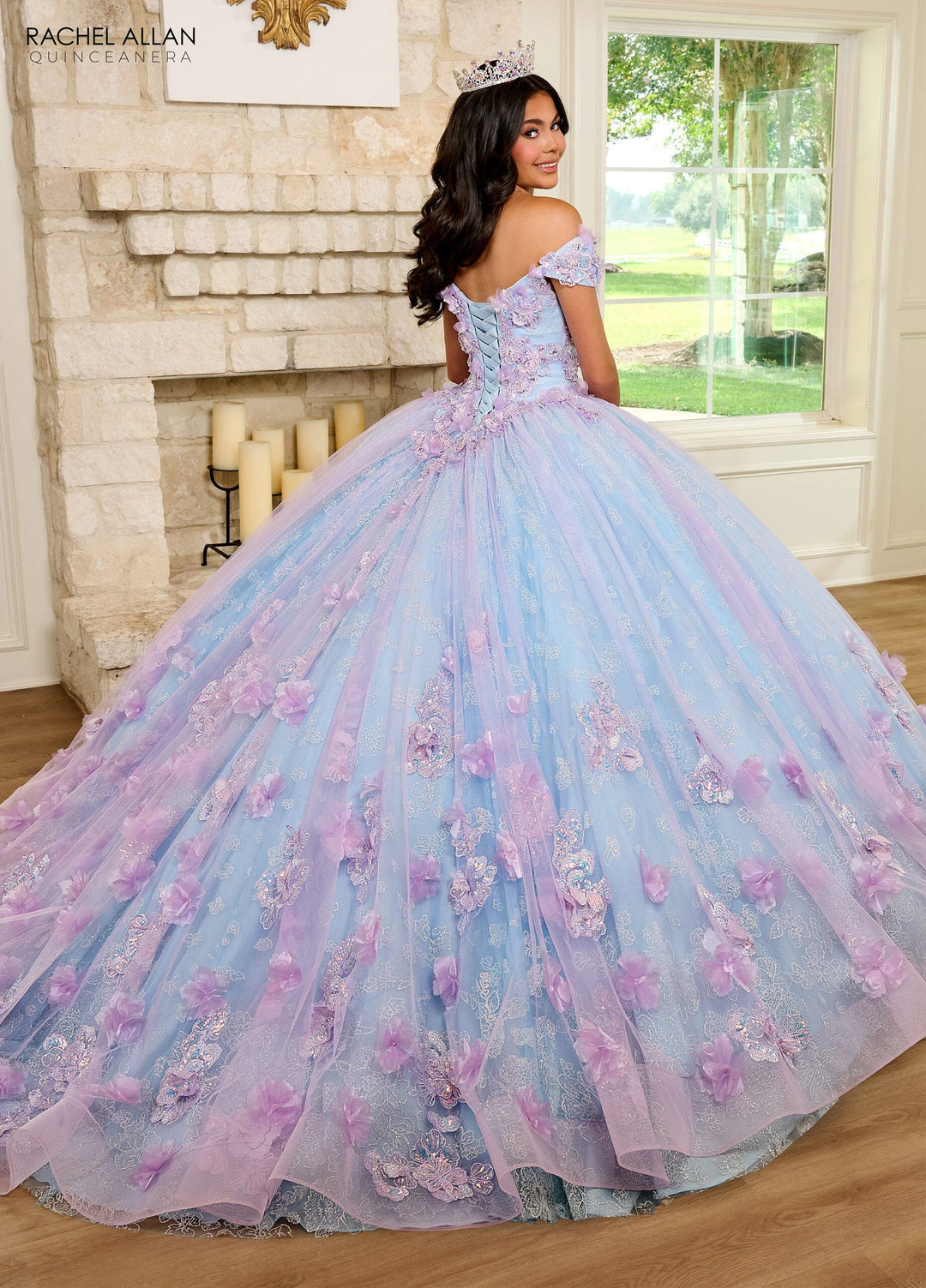 3D Floral Off Shoulder Quinceanera Dress by Rachel Allan RQ2190