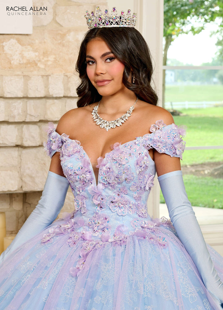 3D Floral Off Shoulder Quinceanera Dress by Rachel Allan RQ2190