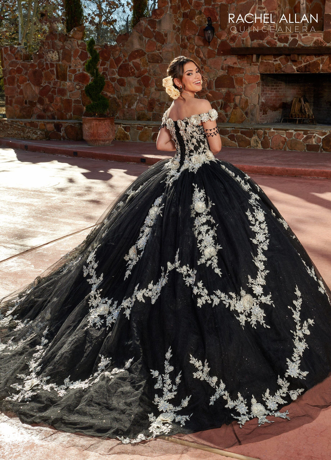 3D Floral Off Shoulder Quinceanera Dress by Rachel Allan RQ3117