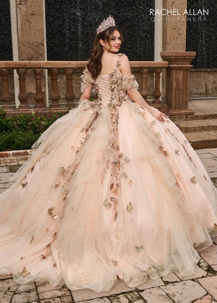 3D Floral Off Shoulder Quinceanera Dress by Rachel Allan RQ3120