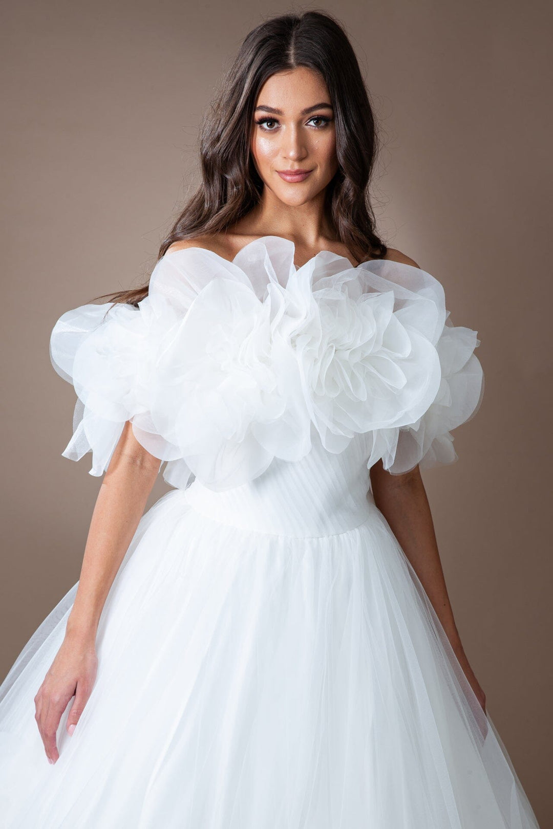 3D Floral Organza Ruffled Ball Gown by Amelia Couture SU079