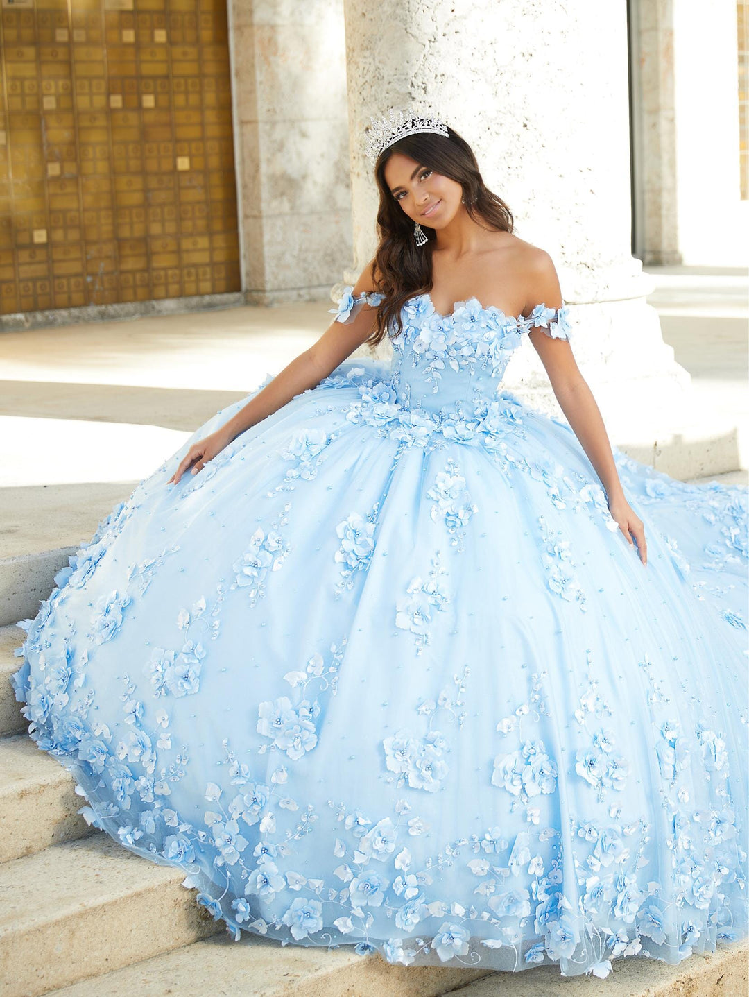 3D Floral Quinceanera Dress by House of Wu 26024